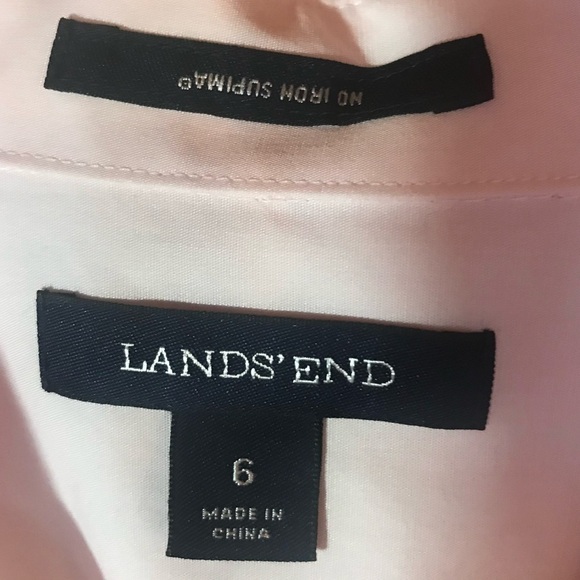 Lands’ End Light Supima Cotton Pink Button Down Shirt - Picture 2 of 4